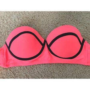 Hot, Coral Pink Strapless Bikini Top Size M